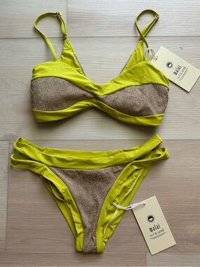 NWT! Malai Bikini Set in 2-tone Earthy Green - Size Small